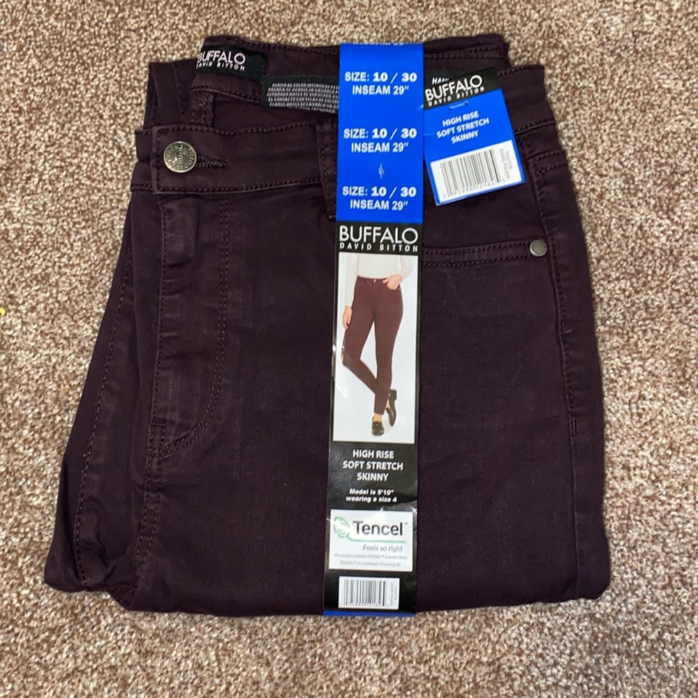 Buffalo David Bitton High-Rise Soft Ankle Skinny Size 10/30” inseam Dark Raisin